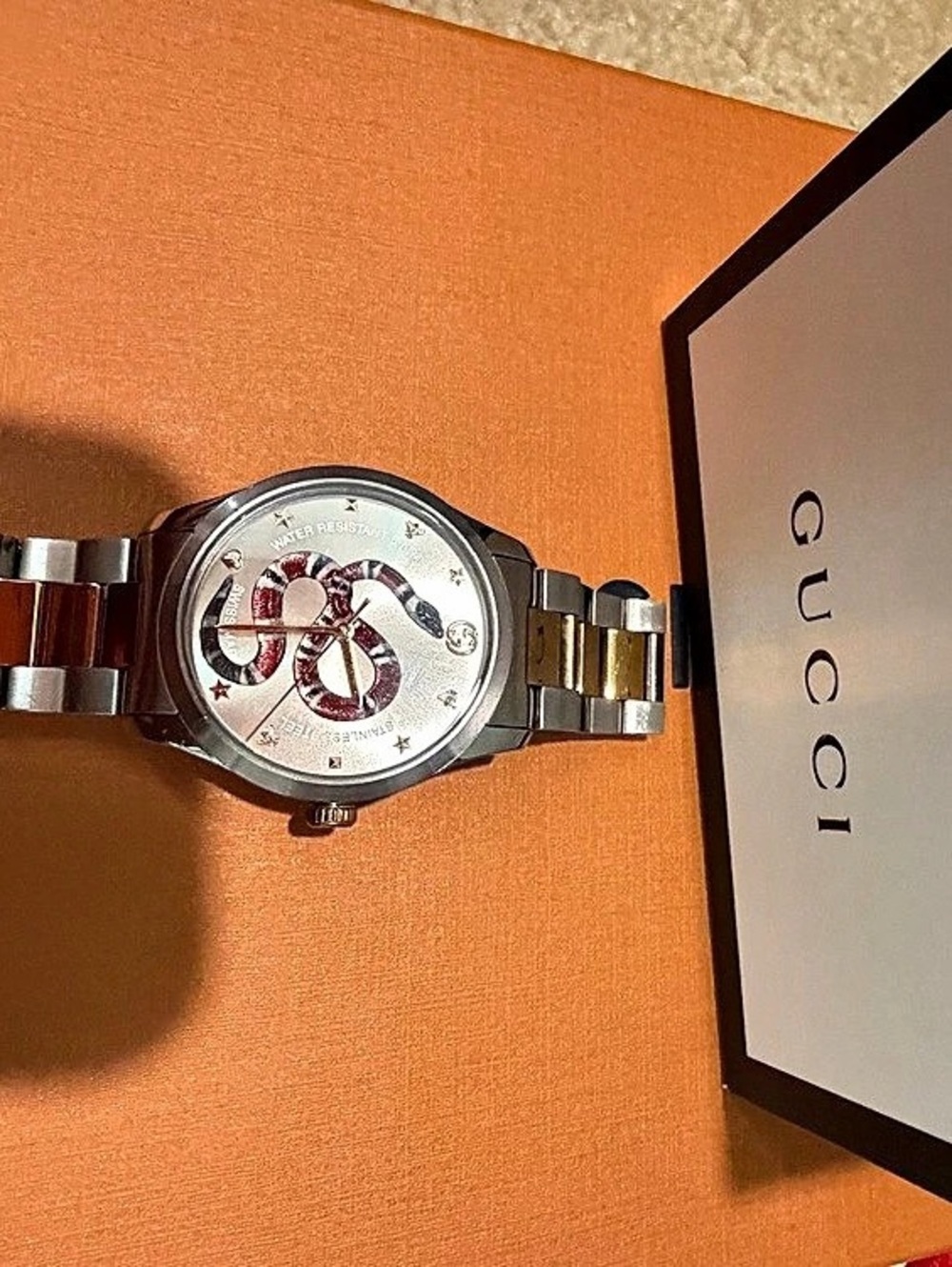 Gucci G-Timeless Snake Watch 38mm Two-Tone Watch Silver & Gold